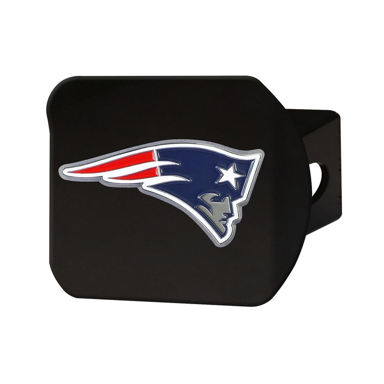 22586 Black-Metal Hitch Cover w/ 3D Color Emblem, New England Patriots [Blue]