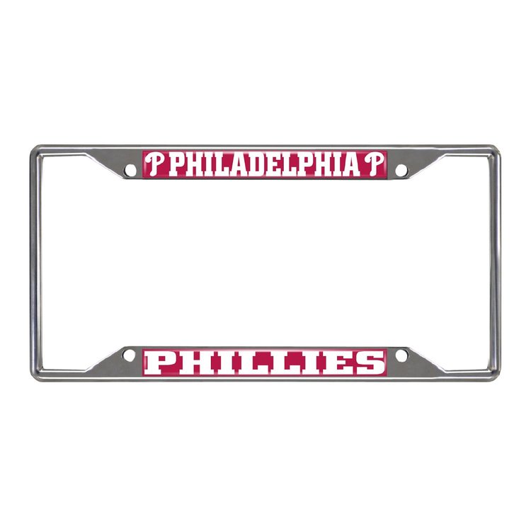 26675 Chrome-Metal License Plate Frame, 6.25 in. x 12.25 in., Philadelphia Phillies [Red Logo]