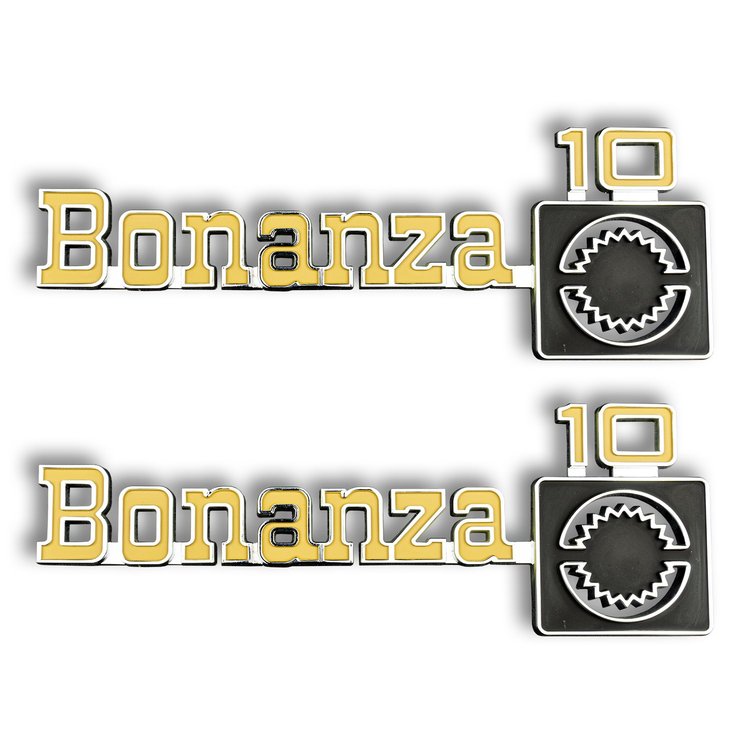 9924 1976-80 Chevy Truck Front Fender "Bonanza 10" Emblems W/Fasteners, Pair