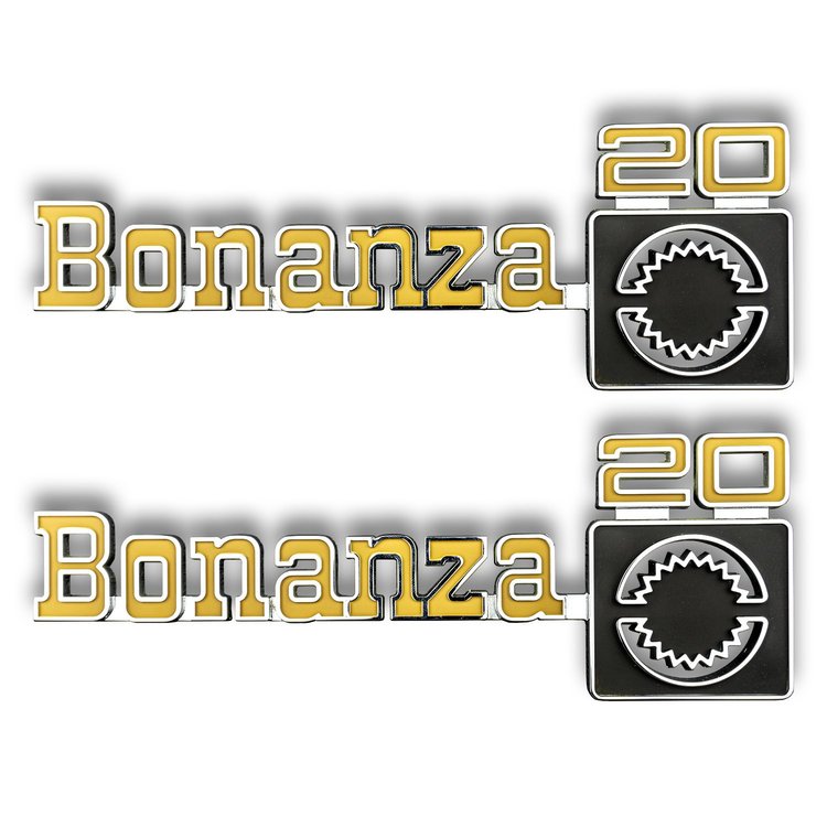 9925 1976-80 Chevy Truck Front Fender "Bonanza 20" Emblems W/Fasteners, Pair