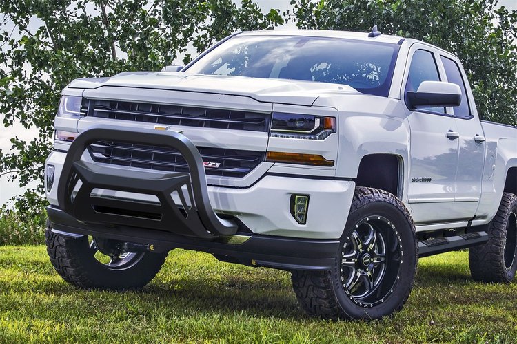 OCTA Series Bull Bar, 2007-2018 GM, 3.5 in. Diameter, 304 Stainless Steel [Black Powder Coat Finish]