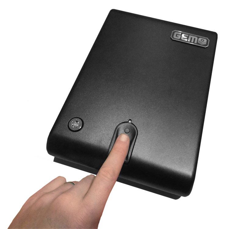 Fingerprint Scanner Lock Box/Pistol Safe, 11in. L x 7.5in. W x 2in. H [Black Finish]
