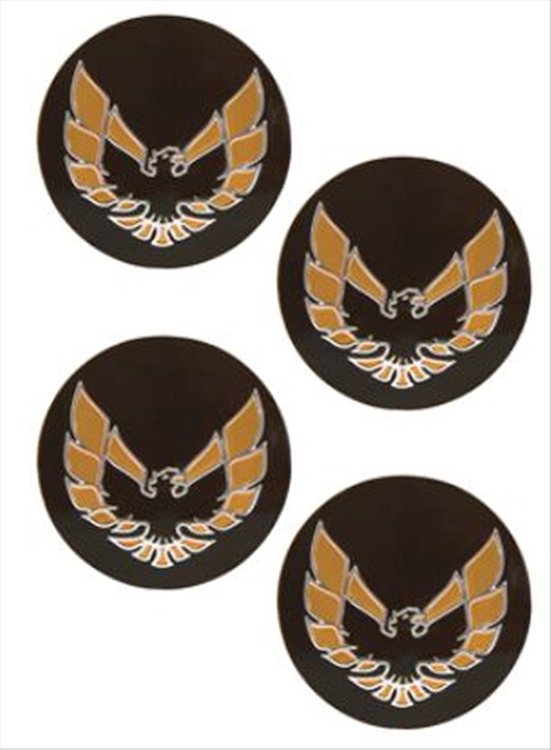 Snowflake Wheel Center Cap Insert Set fits for 1980-1981 Snowflake Wheels and 1979-1981 Turbo Wheels [Black with Gold Bird]