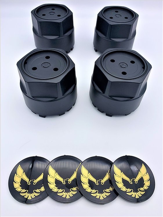 BCSG1 Black Center Cap Set for 1977-1981 Pontiac Firebird [Gold Bird Inserts]