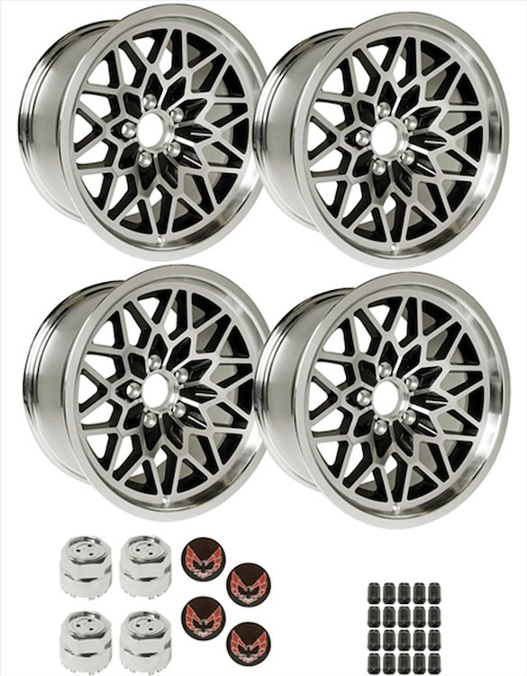 BSF179KRM 17" X 9" Black Snowflake Wheel Kit [Red Bird Inserts]