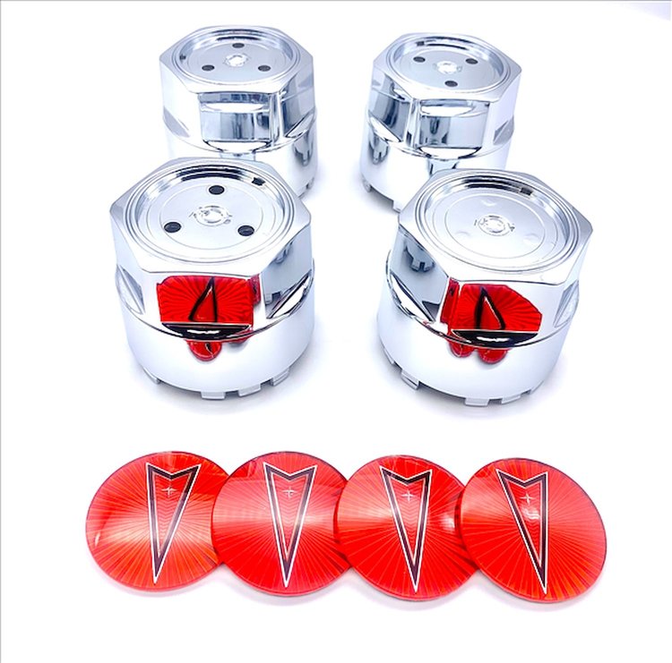 CCSAR1 Hex Center Cap Set for 1977-1981 Pontiac Firebird [Red Arrowhead Inserts]