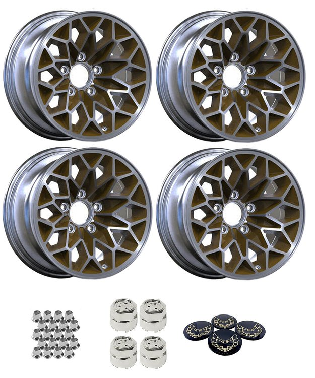GBAN158KBG Bandit Snowflake Wheel Size: 15" x 8" 1977-1981 Pontiac Trans Am Design [Silver/Gold]