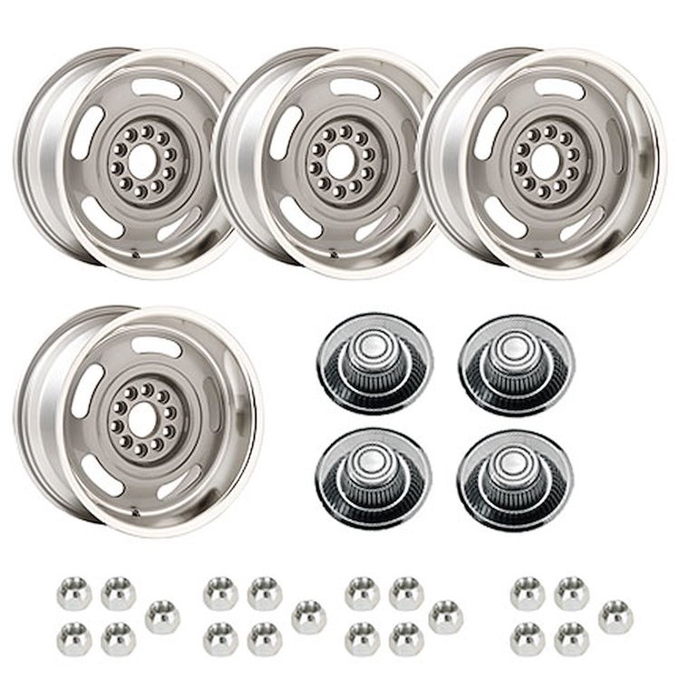 GCRW178DK Corvette Rally Wheel Kit [Size: 17" x 8"] Finish: Silver Powder Coated w/Machined Lip