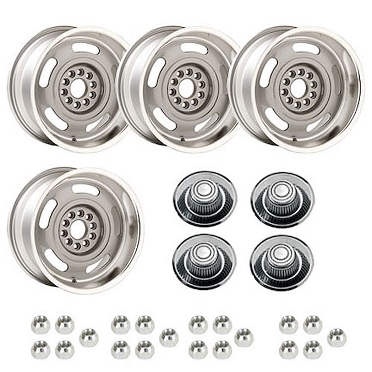 GCRW178DKT Corvette Rally Wheel Kit [Size: 17" x 8"] Finish: Silver Powder Coated w/Machined Lip