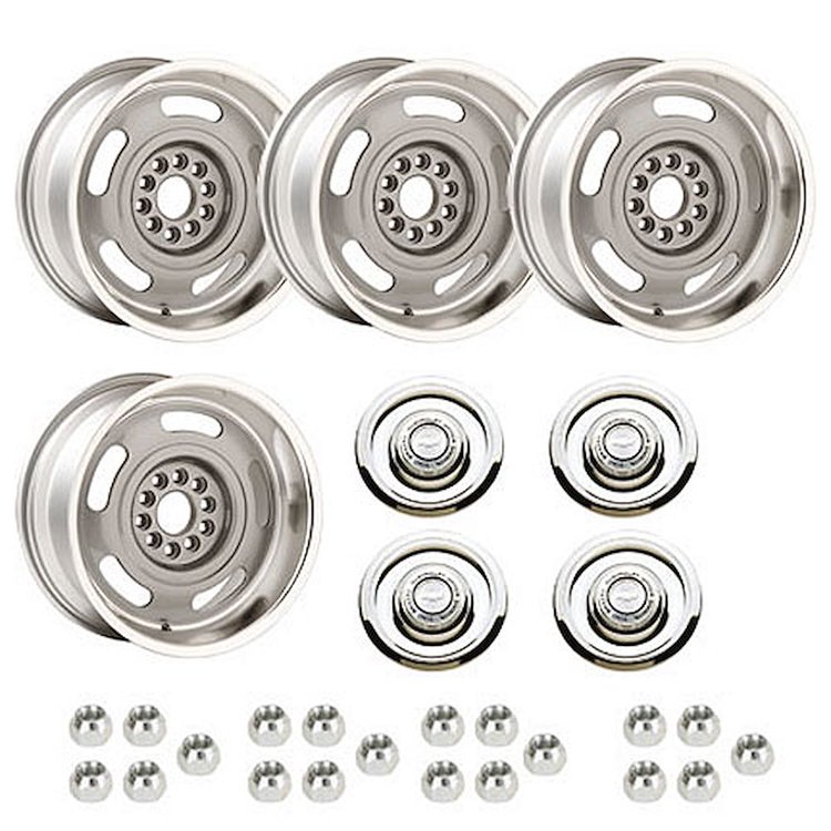 GCRW179FKT Corvette Rally Wheel Kit [Size: 17" x 9"] Finish: Silver Powder Coated w/Machined Lip