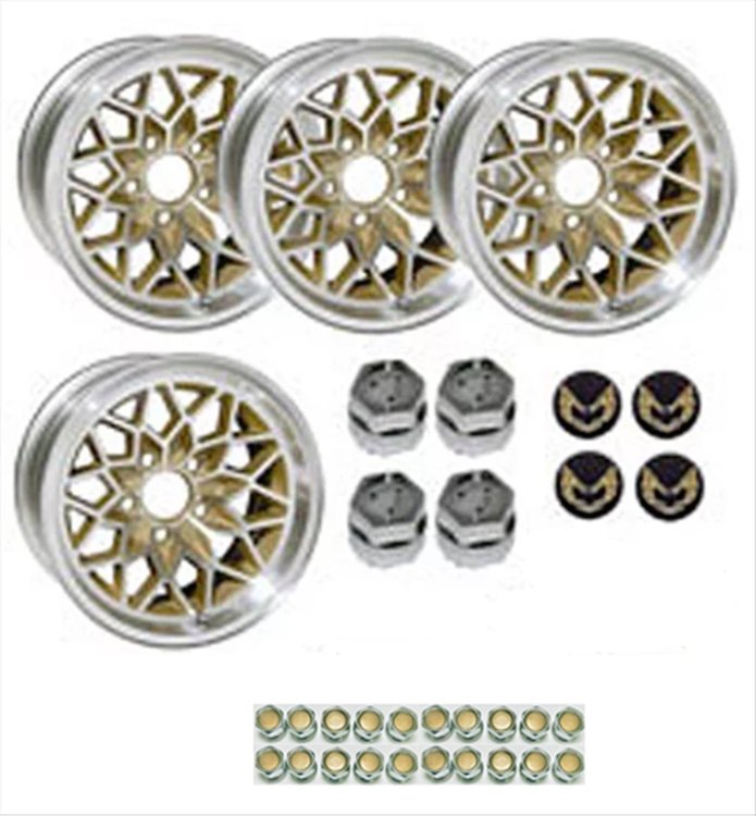 GSF179KGGLD 17" X 9" Gold Snowflake Wheel Kit [Gold Bird Inserts]