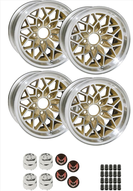 GSF179KRM 17" X 9" Gold Snowflake Wheel Kit [Red Bird Inserts]