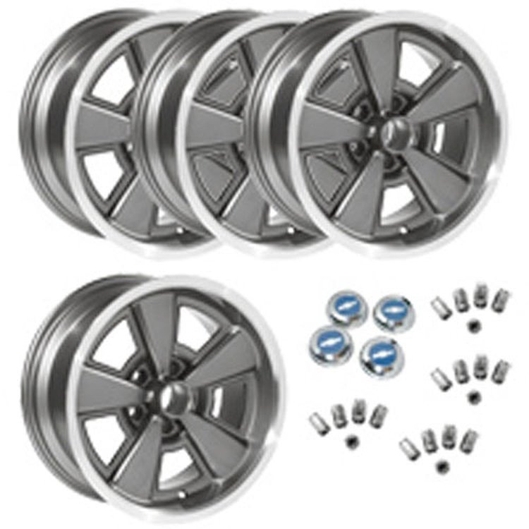 GZW1784K 5-Spoke Wheel Kit [Size: 17" x 8"] Finish: Gunmetal Gray w/Machined Lip
