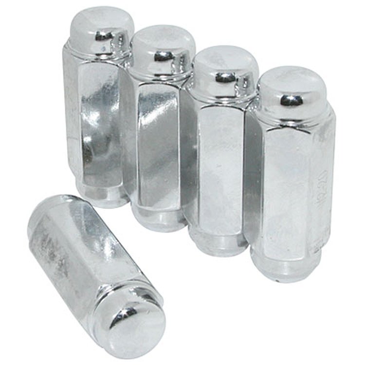 Conical Seat 1-Piece Chrome Lug Nuts 1/2" x 20 Standard Threads