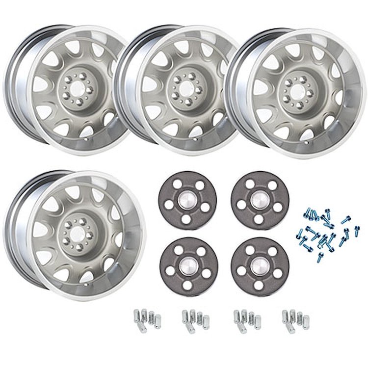 MRD178K Mopar Rallye Wheel Kit [Size: 17" x 8"] Finish: Silver Powder Coated w/Machined Lip