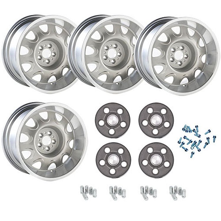 MRD179K Mopar Rallye Wheel Kit [Size: 17" x 9"] Finish: Silver Powder Coated w/Machined Lip