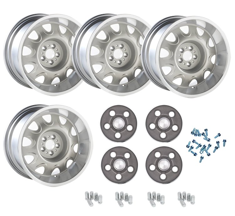MRD209SLVK Mopar Rallye Wheel Kit with Dark Argent Center Caps [Size: 20" x 9"] Finish: Silver Powder Coated w/Machined Lip