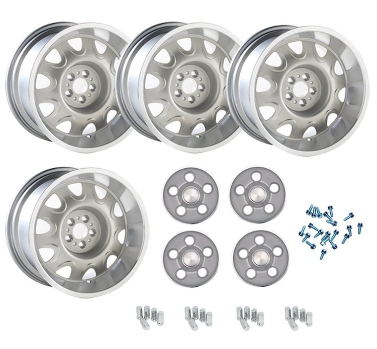 MRL209SLVK Mopar Rallye Wheel Kit with Light Argent Center Caps [Size: 20" x 9"] Finish: Silver Powder Coated w/Machined Lip