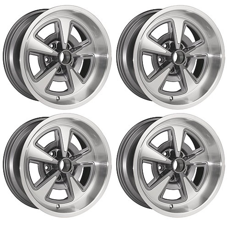 PRW178GUNS Pontiac Rally II Wheel Set [Size: 17" x 8"] Finish: Gunmetal Gray w/Machined Lip
