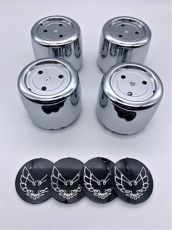 RCSBC1 Center Cap Set for 1977-1981 Pontiac Firebird [Chrome Outline Bird Inserts]
