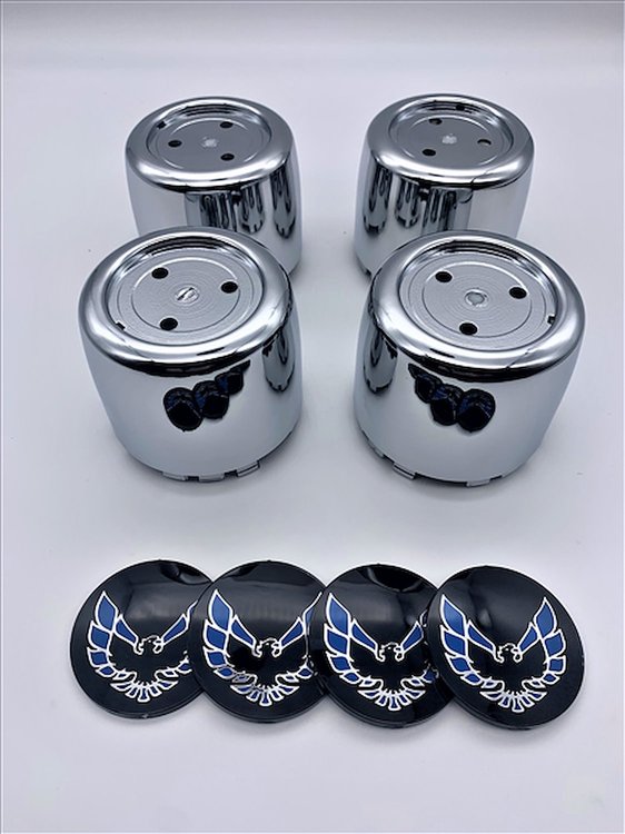 RCSBL1 Center Cap Set for 1977-1981 Pontiac Firebird [Blue Bird Inserts]