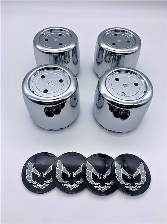 RCSS1 Center Cap Set for 1977-1981 Pontiac Firebird [Silver Bird Inserts]