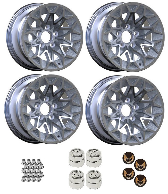 SBAN158KG Bandit Snowflake Wheel Size: 15" x 8" 1977-1981 Pontiac Trans Am Design [Silver/Silver, Gold Birds]