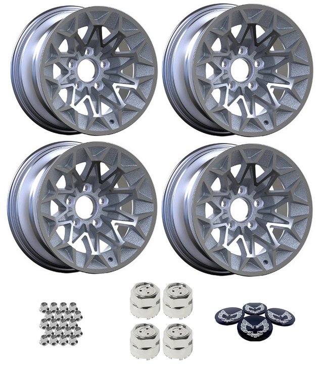 SBAN158KS Bandit Snowflake Wheel Size: 15" x 8" 1977-1981 Pontiac Trans Am Design [Silver/Silver, Silver Birds]