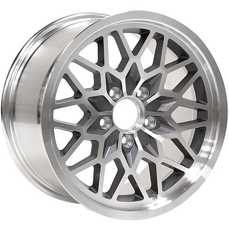 SFW1794GUN Snowflake Wheel [Size: 17" x 9"] Finish: Gunmetal Painted Recesses & Gloss Clear Coat