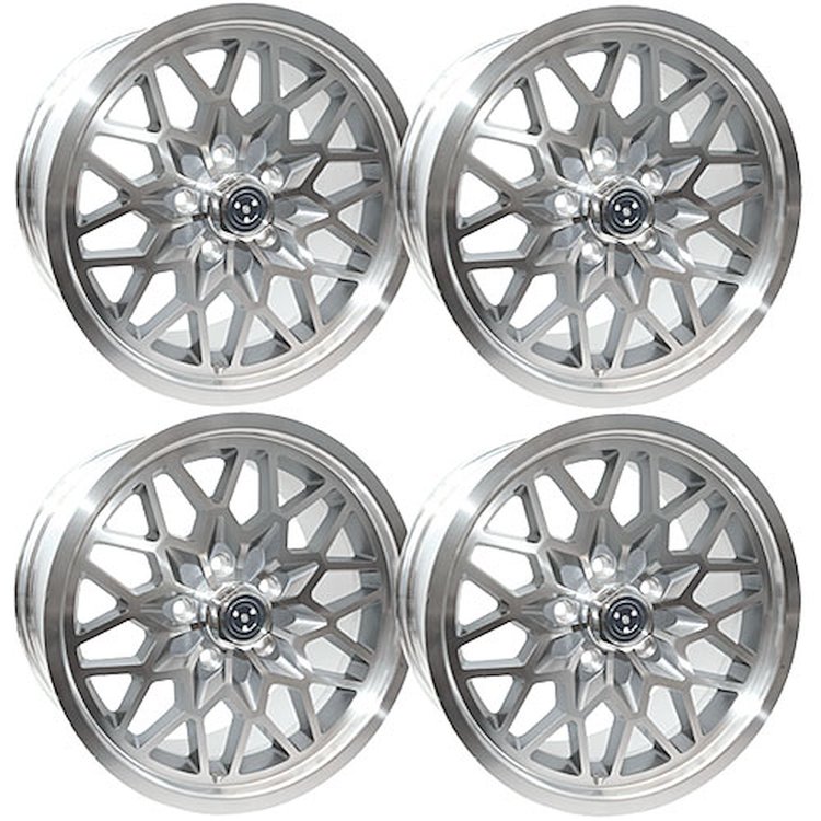 SFW1794GUNS Snowflake Wheel Set [Size: 17" x 9"] Finish: Gunmetal Painted Recesses & Gloss Clear Coat