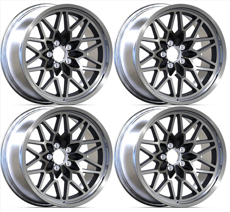 SFW199BLKS Snowflake Wheel Set [Size: 19" x 9.50"] Finish: Black Painted Recesses & Gloss Clear Coat