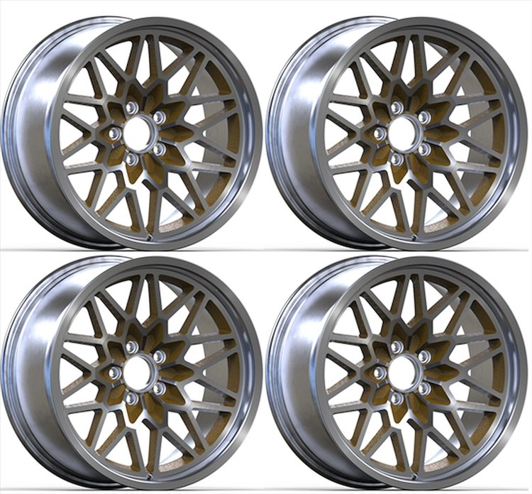 SFW199GLDS Snowflake Wheel Set [Size: 19" x 9.50"] Finish: Gold Painted Recesses & Gloss Clear Coat