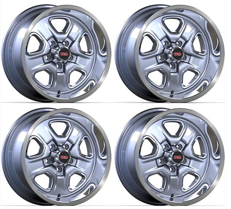 SS2W178SLVK Super Stock II Wheel Set [Size: 17" x 8"] Finish: Silver Powder Coated w/Machined Lip
