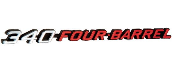 '340-Four Barrel' Hood Emblem 1970-1973 Dodge Challenger