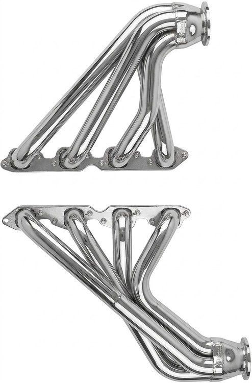 BB56-SEC Shorty Header Set, 1955-1957 Chevy Cars w/Big Block Chevy [Silver Ceramic Coating]