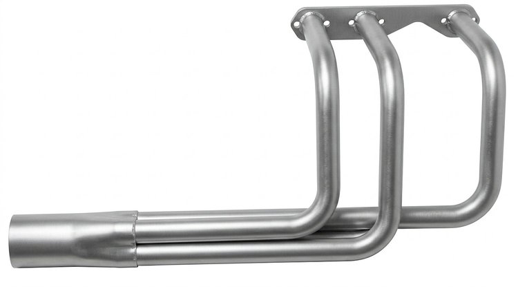 BR100-SEC Classic-Style Outside Chassis Header Set, Buick V6, 26 in. Turnout Length [Silver Ceramic Coating]