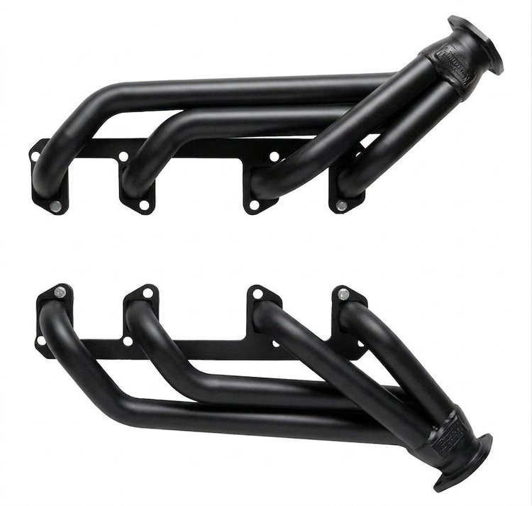 BSV8-BEC Shorty Header Set, 1964-Up Buick Skylark 300-340ci [Black Satin Ceramic Coating]