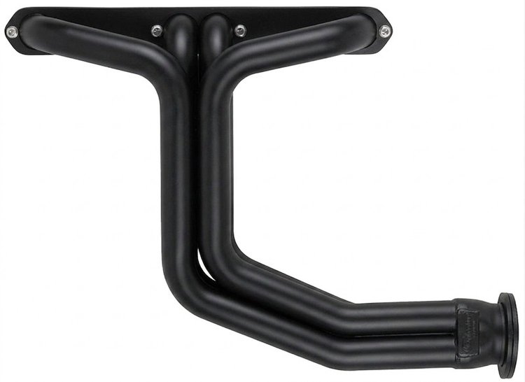 C32AP-BEC Full-Length Header Set, Small Block Chevy, Angle Plug [Black Satin Ceramic Coating]