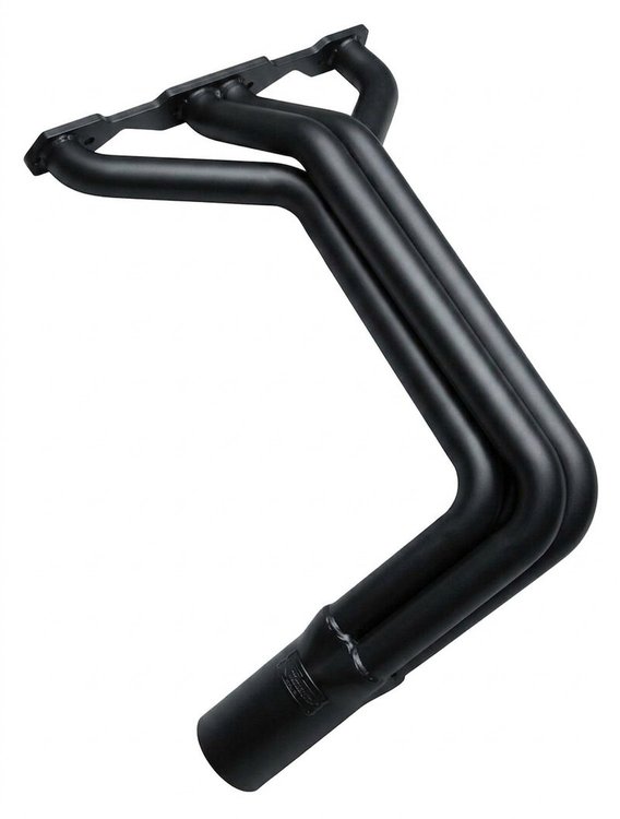 C567FDP-BEC Fenderwell Header Set, 1955-1957 Chevy Cars w/Small Block Chevy, D-Port Flange [Black Satin Ceramic Coating]