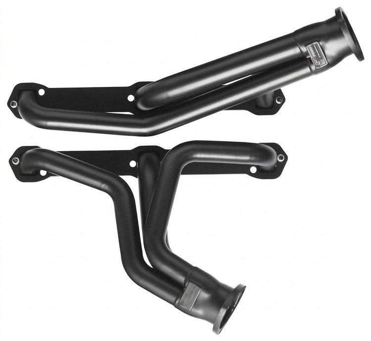 CAD390-BEC Shorty Header Set, 1965-1970 Cadillac Coupe DeVille 390-429ci [Black Satin Ceramic Coating]
