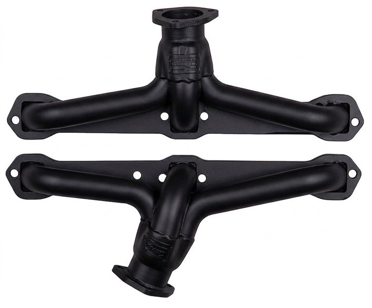 CAD391-BEC Shorty Header Set, 1951-1965 Cadillac Cars w/390-429ci [Black Satin Ceramic Coating]