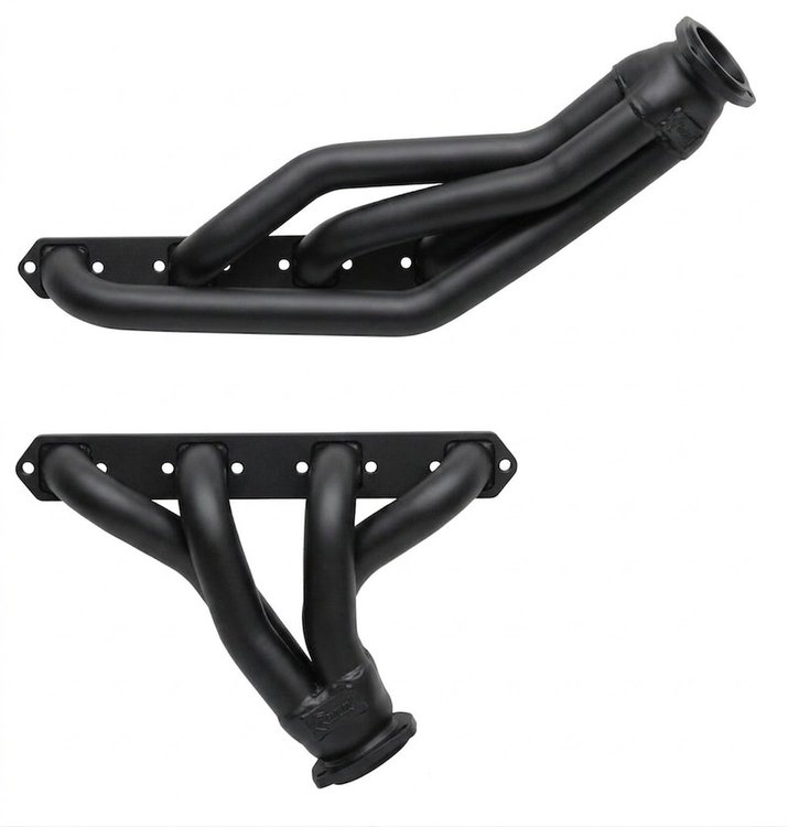 CAD700-BEC Shorty Header Set, 1965-1977 Cadillac 425-500ci [Black Satin Ceramic Coating]