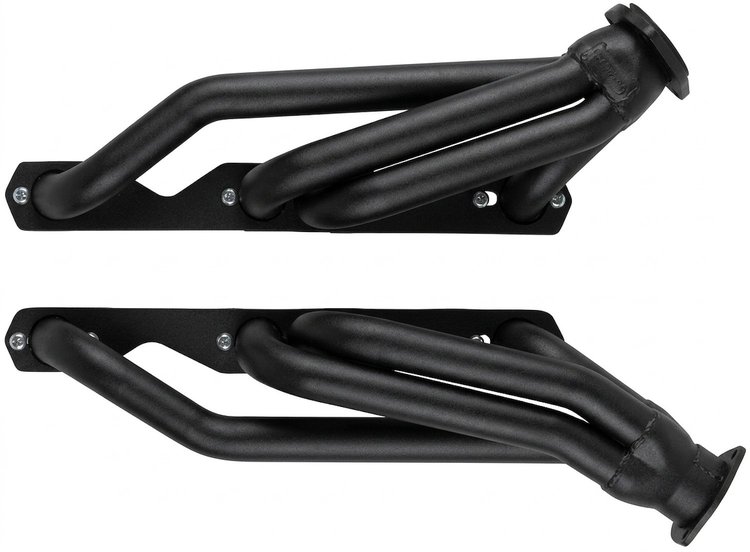CC10-158-BEC Shorty Header Set, 1964-Up Chevy Chevelle/El Camino & Trucks w/SBC, Straight Plug [Black Satin Ceramic Coating]