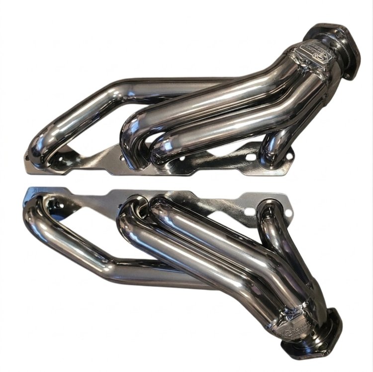CC11-SEC Shorty Header Set, 1960-1966 & 1987-1999 Chevy/GMC Truck w/SBC BluePrint Engine, Straight Plug [Silver Ceramic Coating]