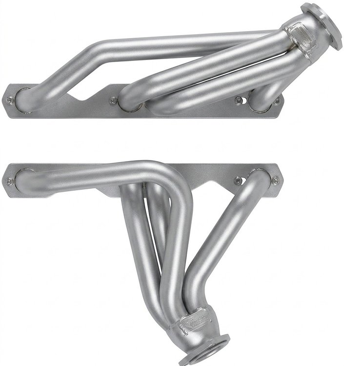CC13AP-SEC Shorty Header Set, Chevy Vega & Monza w/Small Block Chevy, Angle Plug [Silver Ceramic Coating]
