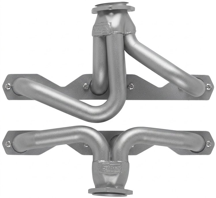 CC14DP-SEC Shorty Header Set, 1962-1967 Chevy Nova w/Small Block Chevy, Angle Plug, D-Port Flange [Silver Ceramic Coating]