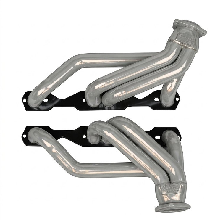 CC16DPAC-SEC Shorty Header Set, 1967-1969 GM F-Body, 1968-1972 Chevy Nova w/SBC, w/ Factory A/C, D-Port Flange [Silver Ceramic]