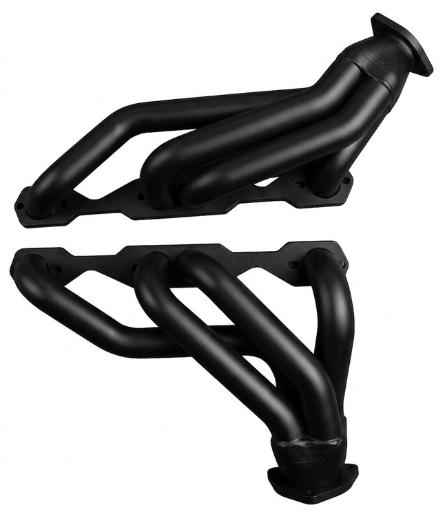 CC17-BEC Shorty Header Set, 68-72 Chevy Chevelle/El Camino, 70-81 Chevy Camaro, 67-87 GM Truck w/SBC [Black Satin Ceramic]