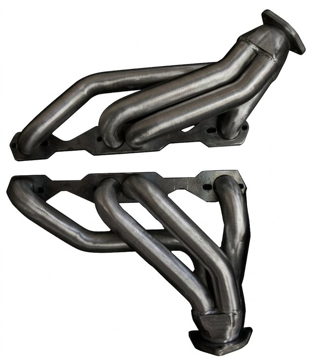 CC17DP-P Shorty Headers, 68-72 Chevelle/El Camino, 70-81 Camaro, 67-87 GM Truck w/SBC, Angle Plug, D-Port [Raw/Unfinished]