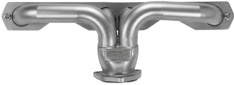 CC2DP-SEC Shorty Header Set, 1932-1948 Chevy Cars/Trucks w/Small Block Chevy, Angle Plug, D-Port Flange [Silver Ceramic Coating]